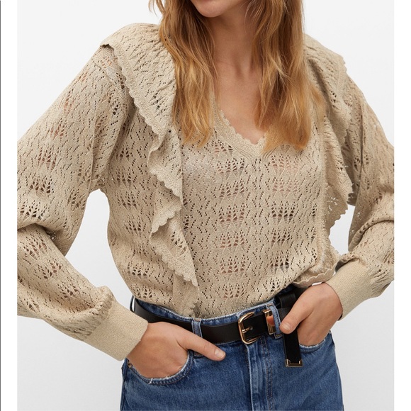 Woman’s frilled openwork sweater / blouse - Picture 2 of 4